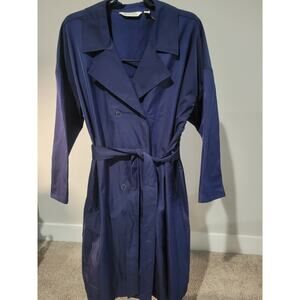 Beautiful Size 4X Evening Blue Pleated Doubled Breasted Trench Coat A655956 NWOT